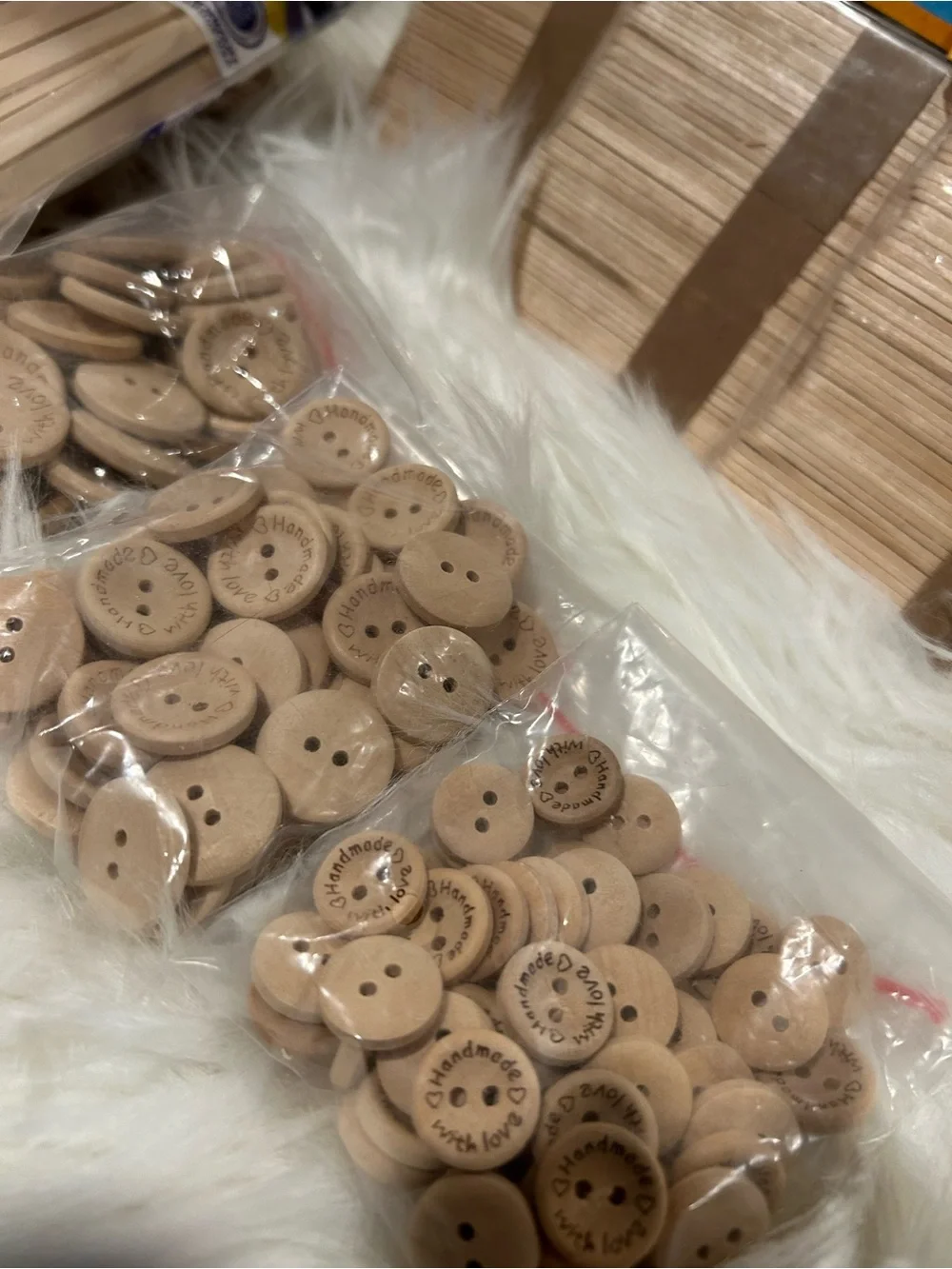 Unbranded Natural Wood Craft Sticks and Buttons Set - Natural